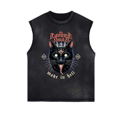 Distressed Gothic Death Motif Tank Top