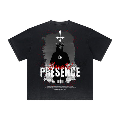 Vintage-Style Frayed Gothic Death Motif Tee