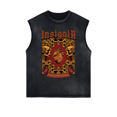 Distressed Gothic Death Motif Tank Top