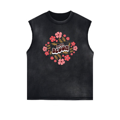 Distressed Flower Graphic Muscle Tank