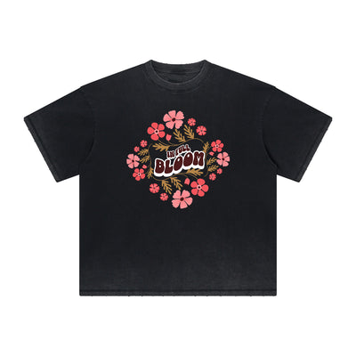 Vintage-Style Frayed Flower Graphic Tee