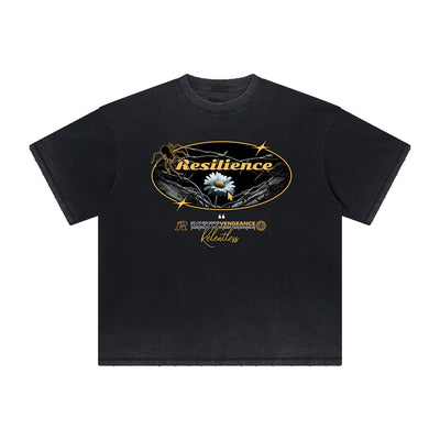 Vintage-Style Frayed Flower Graphic Tee