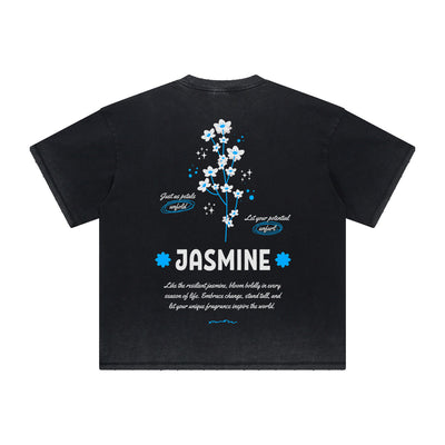 Vintage-Style Frayed Flower Graphic Tee