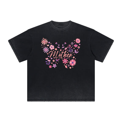Vintage-Style Frayed Flower Graphic Tee