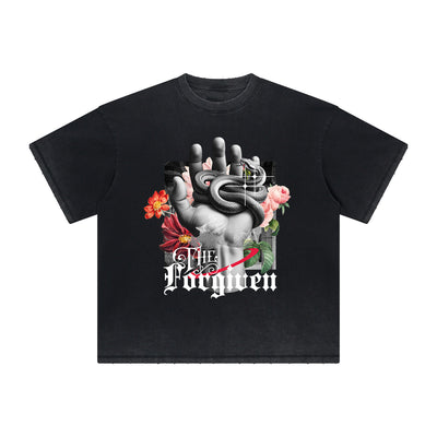 Vintage-Style Frayed Flower Graphic Tee