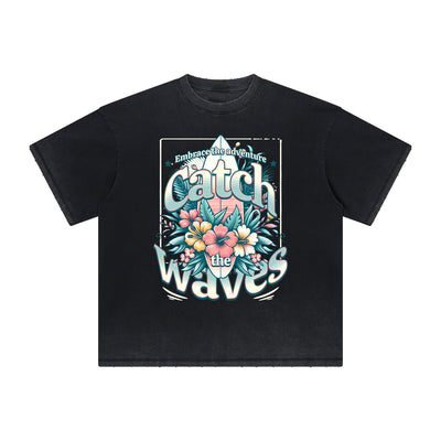 Vintage-Style Frayed Flower Graphic Tee