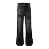 Relaxed Fit Wrinkle Wash Distressed Jeans