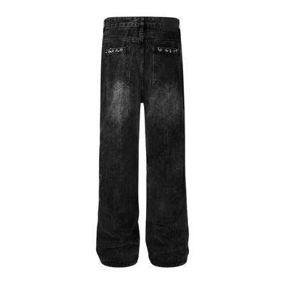 Washed Black Denim Utility Cargo Pants