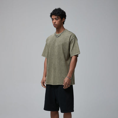Stone Wash Heavyweight T Shirt 8oz-INNBLAC