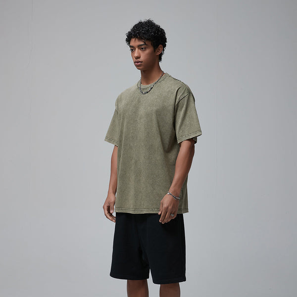 Stone Wash Heavyweight T Shirt 8oz-INNBLAC