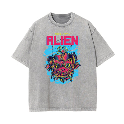 Streetwear Faded Cartoon Pattern Tee