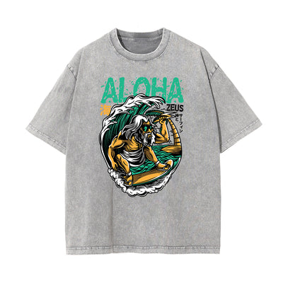 Streetwear Faded Cartoon Pattern Tee
