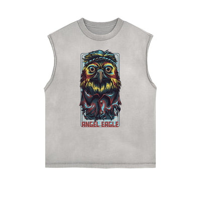 Sleeveless Streetwear Cartoon Graphic Tee
