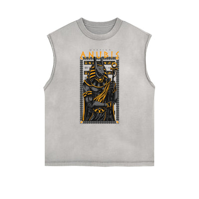 Sleeveless Streetwear Cartoon Graphic Tee