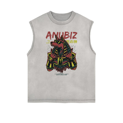 Sleeveless Streetwear Cartoon Graphic Tee