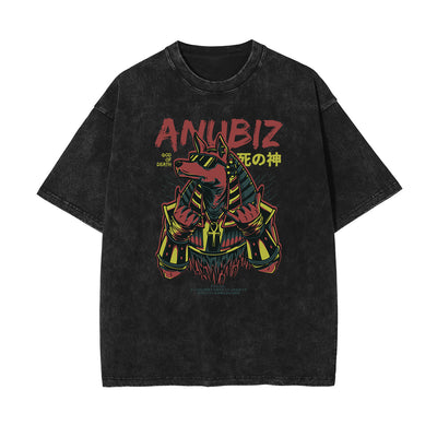 Streetwear Stone Wash Cartoon Pattern Tee