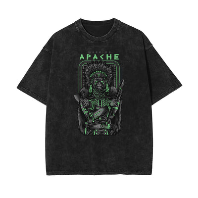 Streetwear Stone Wash Cartoon Pattern Tee