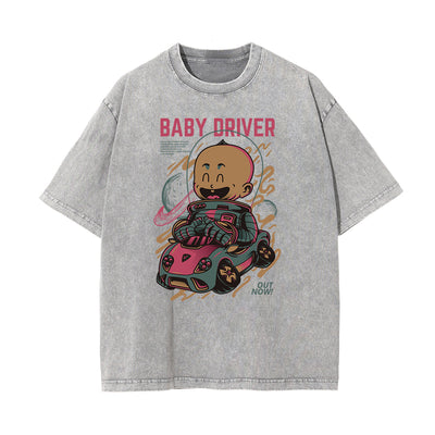 Streetwear Faded Cartoon Pattern Tee