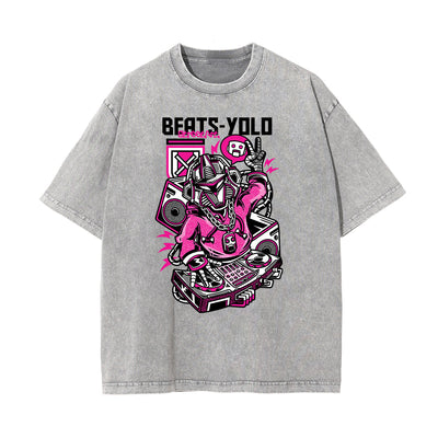 Streetwear Faded Cartoon Pattern Tee