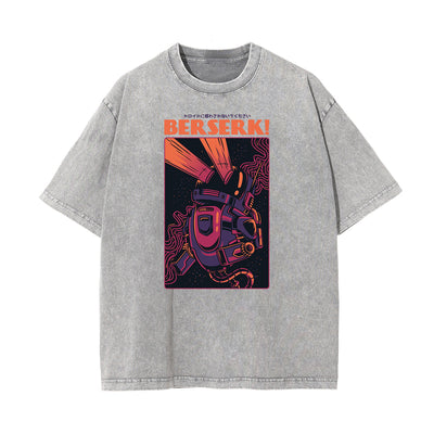 Streetwear Faded Cartoon Pattern Tee