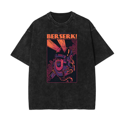 Streetwear Stone Wash Cartoon Pattern Tee