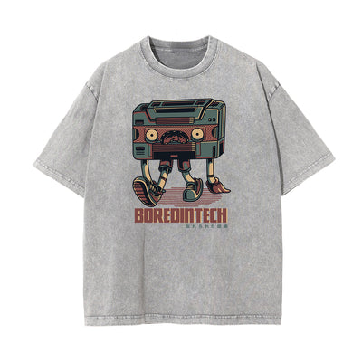 Streetwear Faded Cartoon Pattern Tee