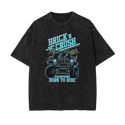 Streetwear Stone Wash Cartoon Pattern Tee