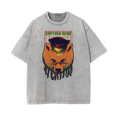 Streetwear Faded Cartoon Pattern Tee