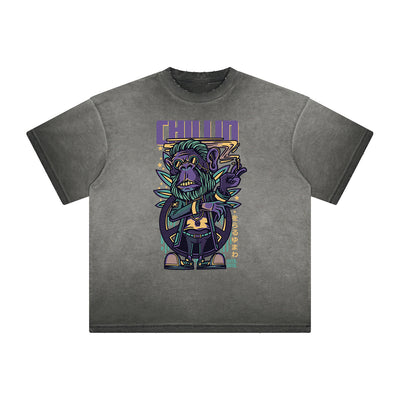 Distressed Streetwear Cartoon Graphic Tee