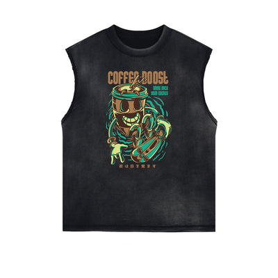 Sleeveless Punk Monster Graphic Tee