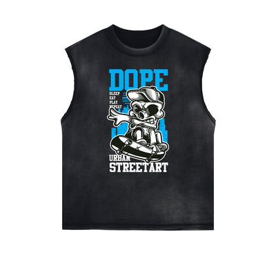 Sleeveless Punk Monster Graphic Tee