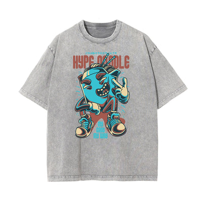 Steampunk Stone Wash Funny Pattern Tee