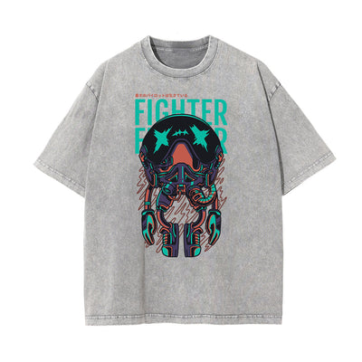 Steampunk Stone Wash Funny Pattern Tee