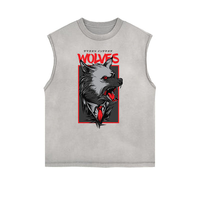 Sleeveless Humorous Cartoon Pattern Tee