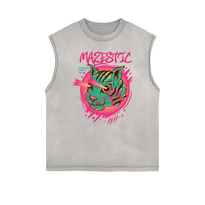 Sleeveless Humorous Cartoon Pattern Tee
