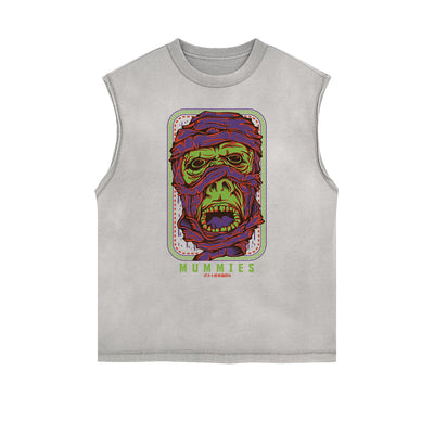 Sleeveless Humorous Cartoon Pattern Tee
