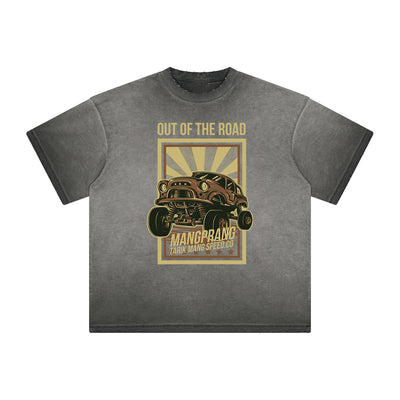Thick Faded Punk Cartoon Pattern Tee