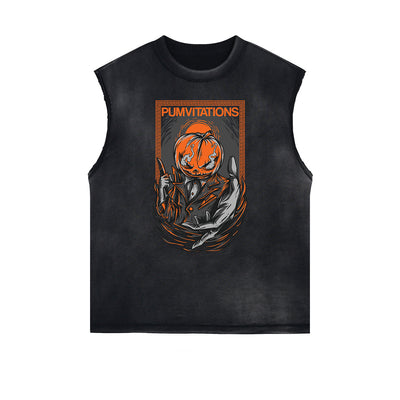 Sleeveless Punk Cartoon Pattern Tee