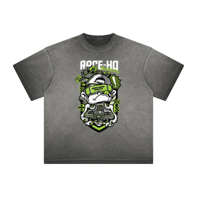 Thick Faded Punk Cartoon Pattern Tee