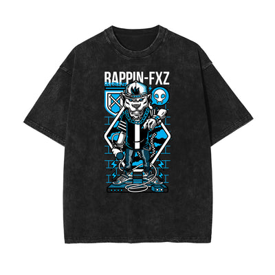Stone Wash Punk Cartoon Graphic Tee
