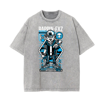 Faded Punk Cartoon Pattern T Shirt