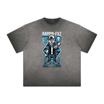 Thick Faded Punk Cartoon Pattern Tee