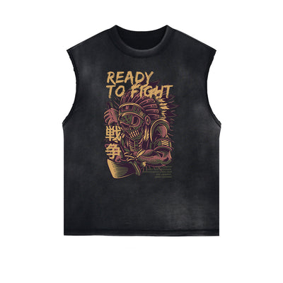 Sleeveless Punk Cartoon Pattern Tee