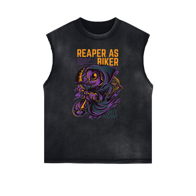 Sleeveless Punk Cartoon Pattern Tee