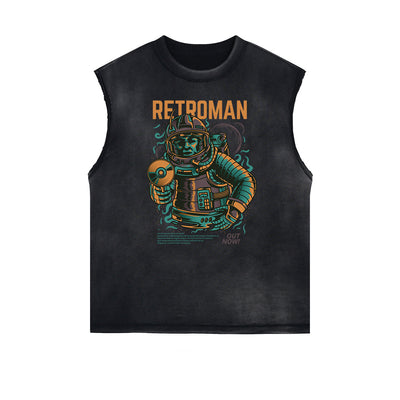 Sleeveless Punk Cartoon Pattern Tee