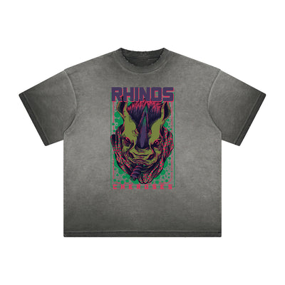 Thick Faded Punk Cartoon Pattern Tee