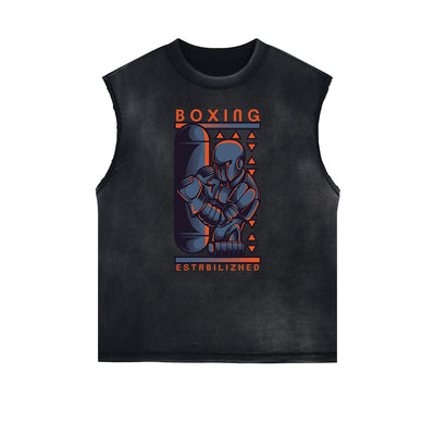 Sleeveless Punk Cartoon Pattern Tee