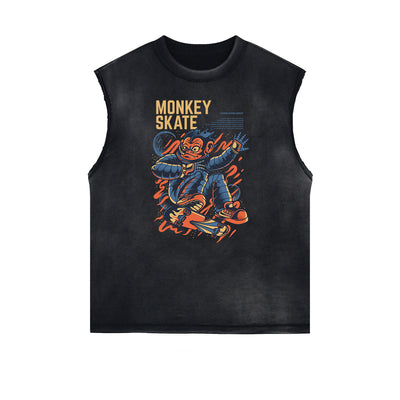 Cartoon Abstract Pattern Sleeveless Tee