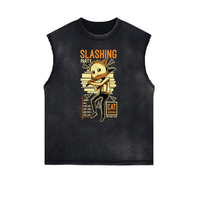 Cartoon Abstract Pattern Sleeveless Tee