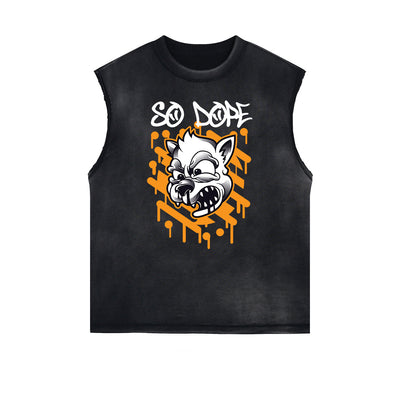 Cartoon Abstract Pattern Sleeveless Tee